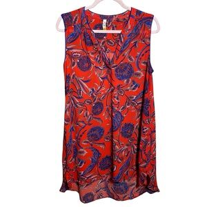 Tulip B Floral Sleeveless Dress with pockets red blue size medium